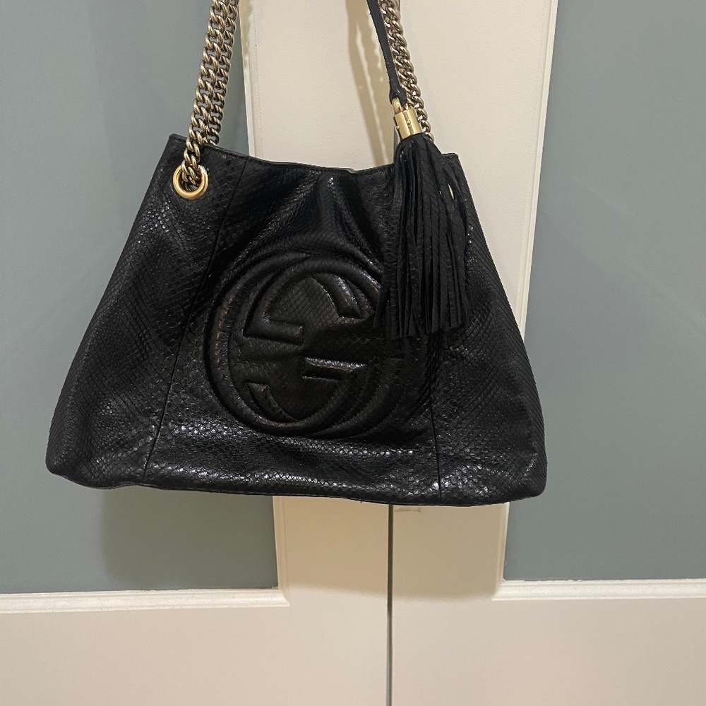 Gucci Python Soho Shoulder Bag Snake print